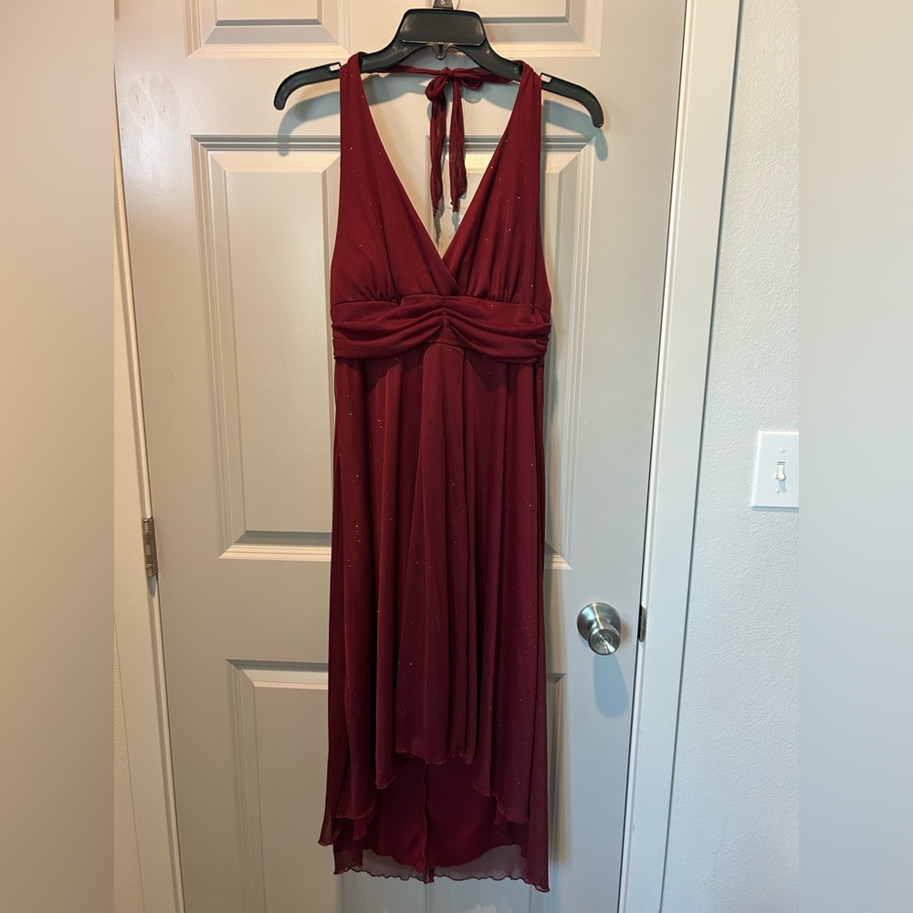 VINTAGE Studio Y Burgundy Halter Dress